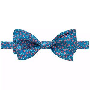 Thomas Pink Cherry Print Self Tie Silk Bow Tie